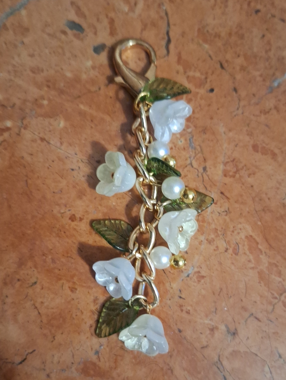 Gold Tone White Flower Charm